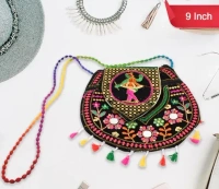 LADY PURSE 9INCH 9 inch Handcrafted Cotton Embroidered Shoulder Bag / Purse for Girls & women (1 Pc) (1749)