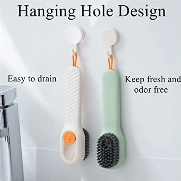 LIQUID DISPENSER BRUSH, Shoe Cleaning Brush with Soap Dispenser – Soft Bristle Scrub Brush for Shoes, Clothes & Household Cleaning