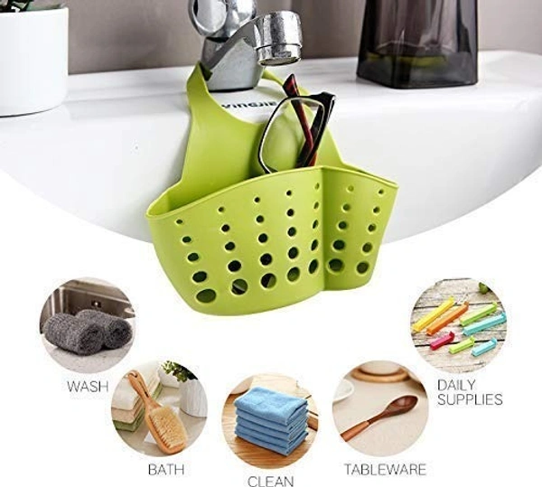 FAUCET CADDY l "Silicone Hanging Soap & Sponge Organizer for Faucet Sink – Bathroom & Kitchen with Draining Holes"