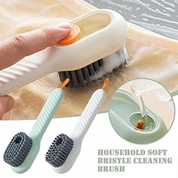 LIQUID DISPENSER BRUSH, Shoe Cleaning Brush with Soap Dispenser – Soft Bristle Scrub Brush for Shoes, Clothes & Household Cleaning