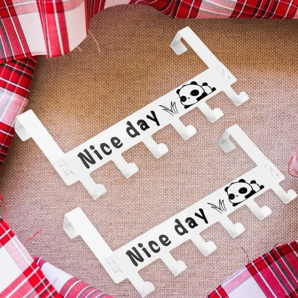 NICE DAY HANGER, Heavy-Duty Carbon Steel Door Hook Hanger Rack (6 Hook / White) (2196) - White