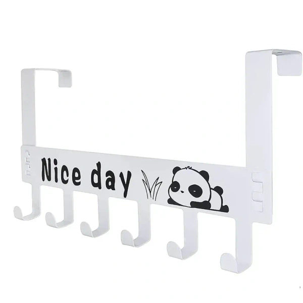 NICE DAY HANGER, Heavy-Duty Carbon Steel Door Hook Hanger Rack (6 Hook / White) (2196) - White