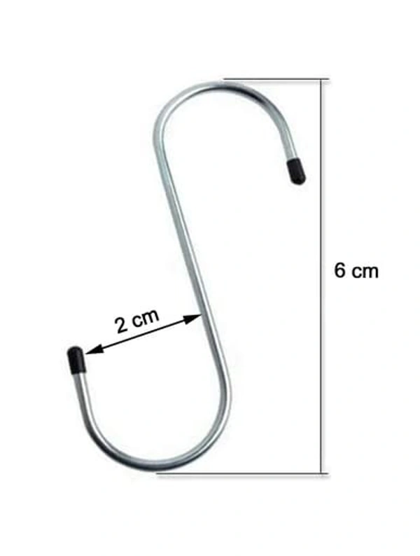 5PCS S SHAPE HOOK STEEL - tainless Steel S Hooks Heavy Duty Hook for Kitchen Utensils Items Hanging (Pack of 5) (1991) - Silver