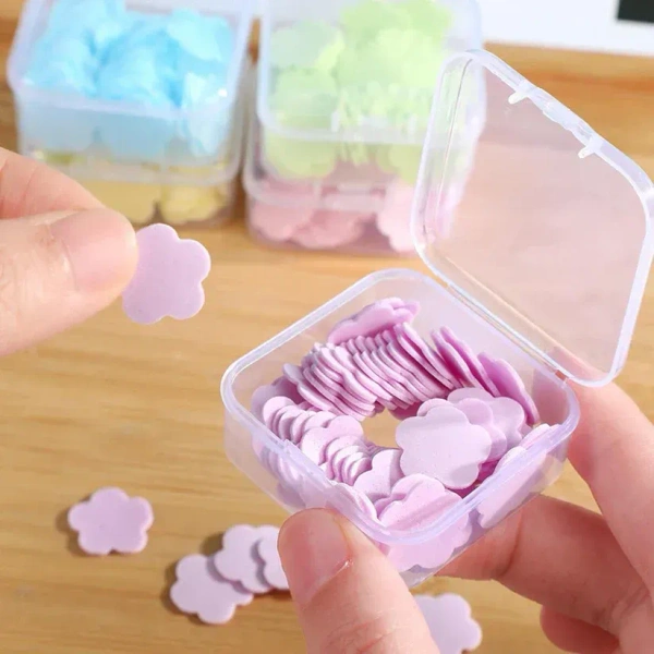 FLOWER SOAP PAPER, Mini Portable Travel Soap Paper Sheets Flower Shape (100 Pcs Set Approx / Mix Color)  (2202)