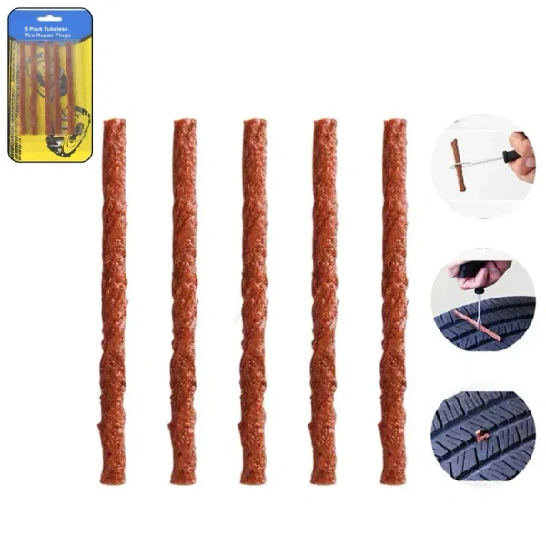 5 PCS PUNTURE STRIP l Tyre Repair Brown Emergency Puncture Seal Strips (5 Pcs Set)