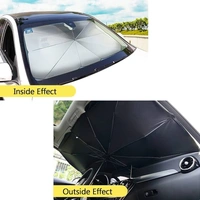 Car Umbrella, Car Sun Shade Windshield Cover, Umbrella Style, White, Universal Size, UV Protection & Heat Insulation, Foldable, Most Vehicles - Black
