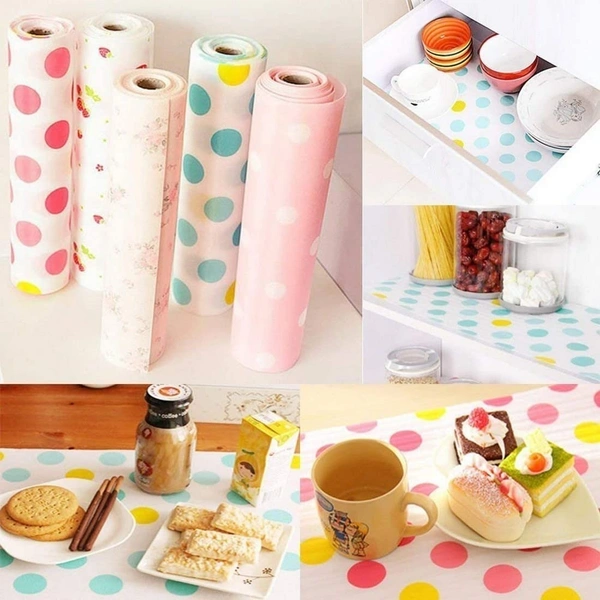 KITCHEN MAT 45*300CM,Antibacterial Waterproof Drawer & Shelf Liner Roll – 45x300 cm | Non-Slip Foam Mat for Kitchen, Wardrobe & Cabinet (Multicolour)(2433)