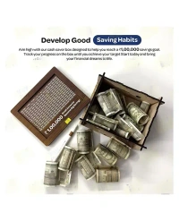 WOODEN PIGGY BANK 2SIDE, Wooden Piggy Bank with Double-Sided Print & Marker Pen – Motivational Money Saving Box(2149)