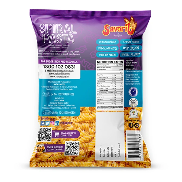 Savorit Spiral Pasta - 250 Gm - 