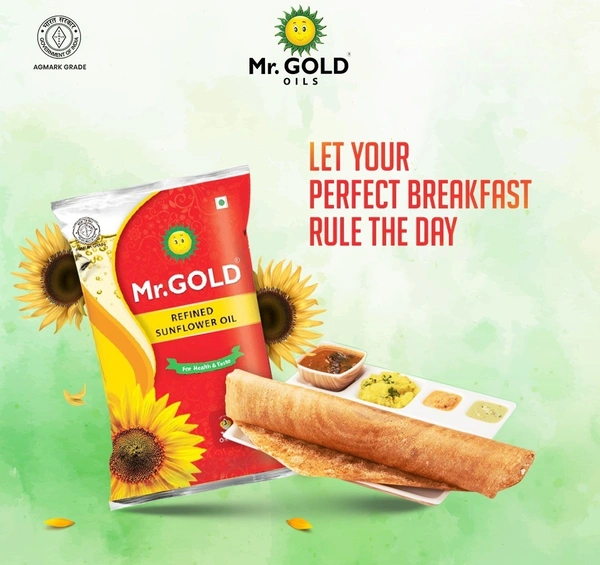 Mr. GOLD Refined Sunflower Oil - 1 Litre (Pouch)