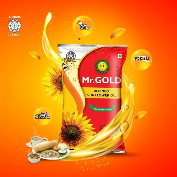 Mr. GOLD Refined Sunflower Oil - 1 Litre (Pouch)