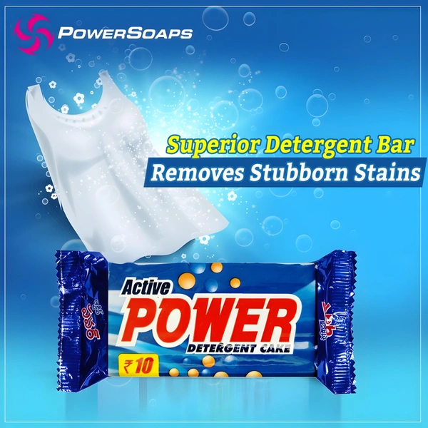 Power Soaps Active Power Detergent Cake (Blue Soap) - Rs. 10 - 150 Gm (Pack of 30)