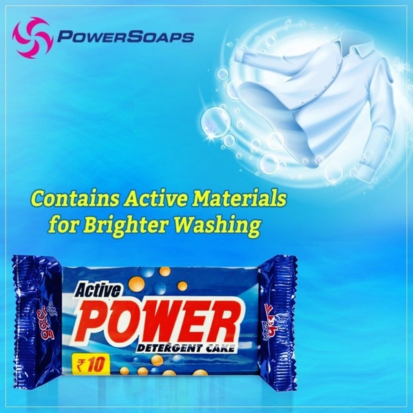Power Soaps Active Power Detergent Cake (Blue Soap) - Rs. 10 - 150 Gm (Pack of 30)