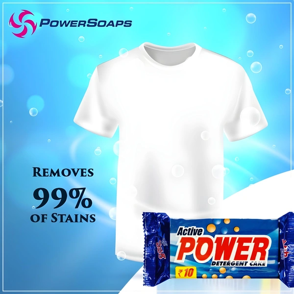 Power Soaps Active Power Detergent Cake (Blue Soap) - Rs. 10 - 150 Gm (Pack of 30)