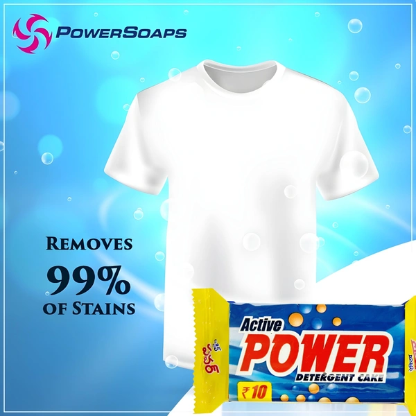 Power Soaps Active Power Detergent Cake (White Soap) - Rs. 10 - 150 Gm