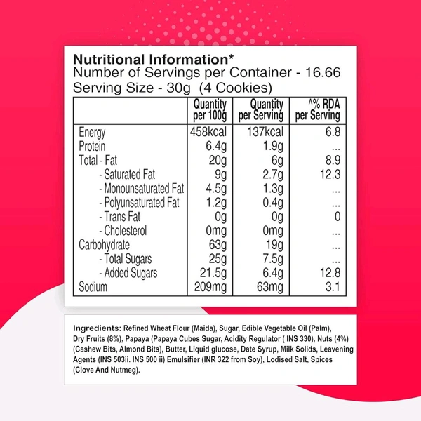 Unibic Fruit & Nut Cookies - 75gm