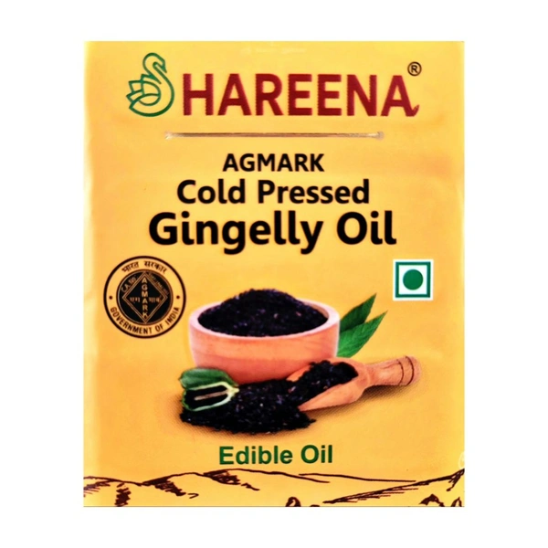 Hareena Cold Pressed Gingelly Oil - 1 Litre - PET Bottle ( "FREE" - Harina Idly Podi - 50 Gm)