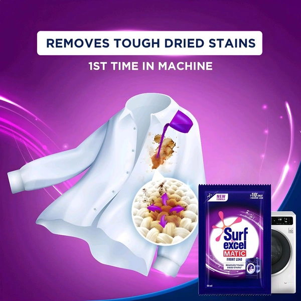 Surf Excel Matic Liquid (Front Load) - Rs. 10 (Pouch) - 50 ml (Pack Of 10)