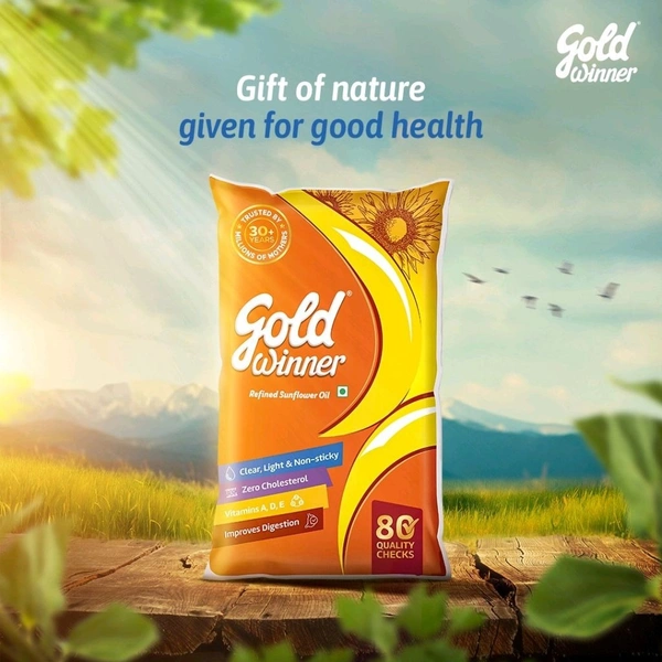Gold Winner Refined Sunflower Oil - 1 Litre (Pouch)