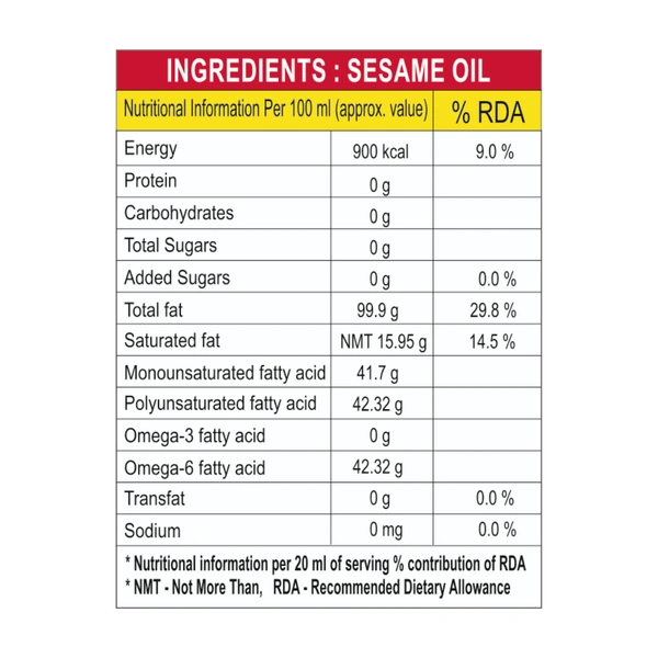 Idhayam Sesame Oil (Gingelly Oil) - 100 ml (Bottle)