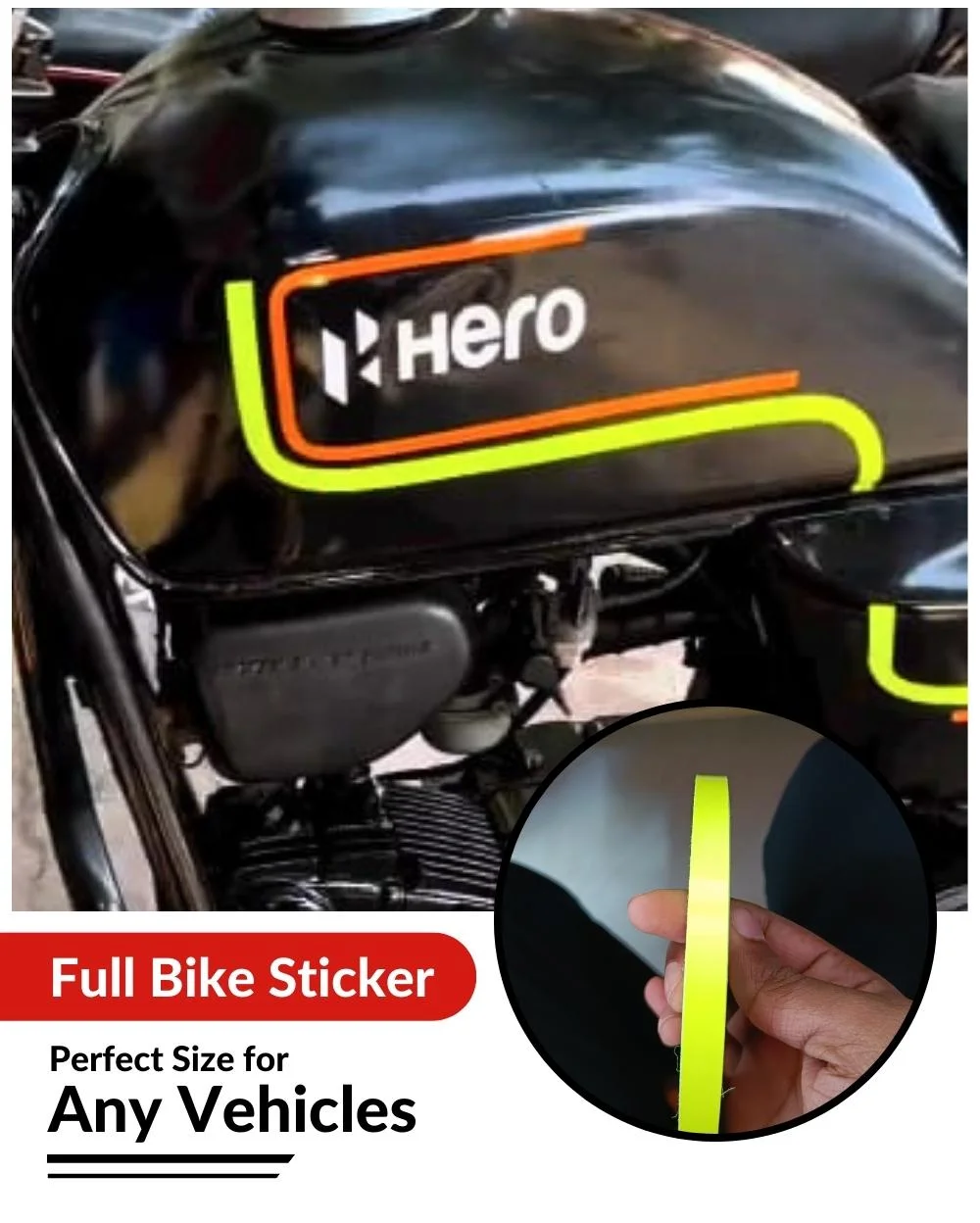 Splendor Rediam Splendor Complete Modification Creative Vinyl Radium Sticker ( Orange ...