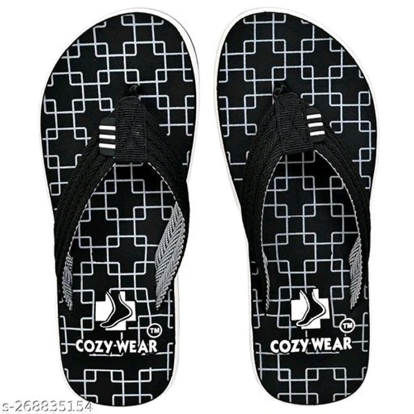 Cozy wear Flip Flops For Men - Black, 7