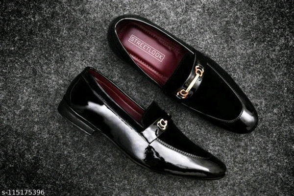men trendy loafers Material: SyntheticSole Material: PuFastening: Slip OnToe Shape: Round ToeNet Quantity (N): 1STALISH SHOESSizes: IND-6, IND-7, IND-8, IND-9, IND-10Country of Origin: India - Black, 8