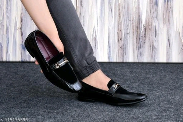 men trendy loafers Material: SyntheticSole Material: PuFastening: Slip OnToe Shape: Round ToeNet Quantity (N): 1STALISH SHOESSizes: IND-6, IND-7, IND-8, IND-9, IND-10Country of Origin: India - Black, 8