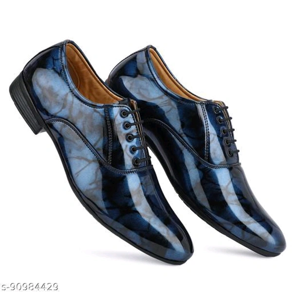 DESTA Men's Blue Partywear Patent Lace up Formal Shoe Material: Patent Material: RubberFastening & Back Detail: Lace-UpPattern: SolidNet Quantity (N): 1DESTA shoes are for regular comfort wear. The body of this shoe is in a neutral grey colour with light blue accents. The upper material keeps air circulation while  - Alice Blue, 8