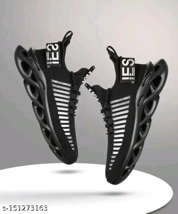  Black Printed Sneakers For Men Material: MeshSole Material: TPRFastening & Back Detail: Lace-UpPattern: PrintedNet Quantity (N): 1Sizes: IND-5, IND-6, IND-7, IND-8, IND-9, IND-10Country of Origin: India - Black, 8
