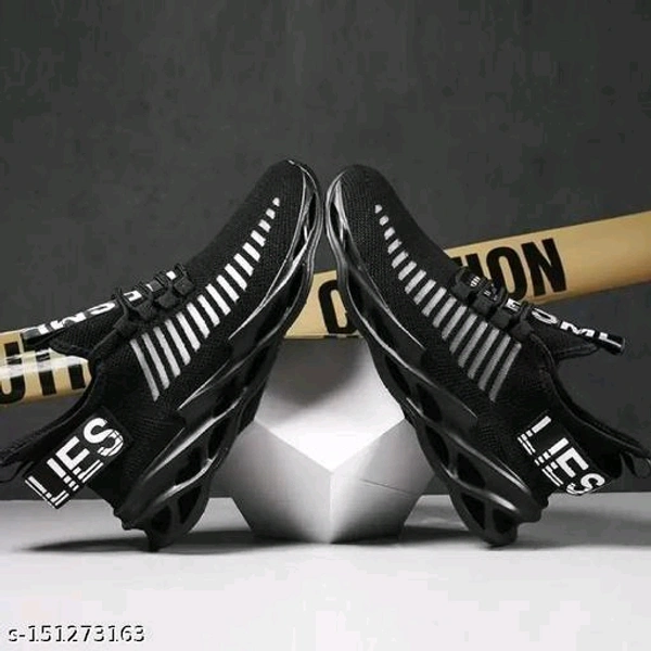  Black Printed Sneakers For Men Material: MeshSole Material: TPRFastening & Back Detail: Lace-UpPattern: PrintedNet Quantity (N): 1Sizes: IND-5, IND-6, IND-7, IND-8, IND-9, IND-10Country of Origin: India - Black, 8