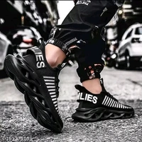  Black Printed Sneakers For Men Material: MeshSole Material: TPRFastening & Back Detail: Lace-UpPattern: PrintedNet Quantity (N): 1Sizes: IND-5, IND-6, IND-7, IND-8, IND-9, IND-10Country of Origin: India - Black, 8