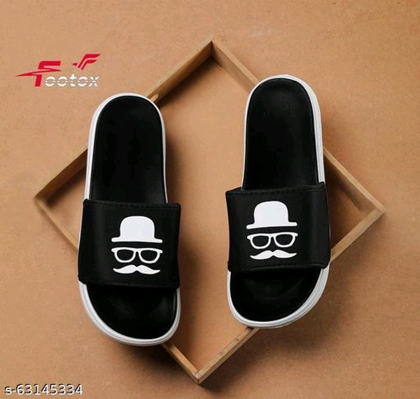  Black Solid Sliders For MenMaterial: NylonSole Material: PVCFastening & Back Detail: Slip-OnPattern: SolidNet Quantity (N): 1 - Black, 7