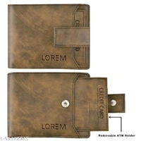  LOREM Men Casual Brown Leather WalletMaterial: LeatherNo. of Compartments: 5Pattern: TexturedNet Quantity (N): 1Sizes: Free Size (Length Size: 10 cm, Width Size: 9 cm)  7 Credit Card Slots, 1 Coin box, 2 Secret Components, 2 Main Components For Money, Brand Logo embossed, Light Weight, Smooth Finish, Trendy, Latest Design, Button ClosureCoun - Brown, Free Size