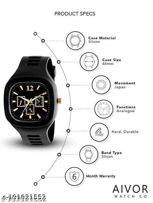  Grizzly MLR Edition Watch for Men Watches Men's Watch for Boys Watch Stylish Branded All Grey Color New Model Analogue Attractive Silicone Strap Analog WatchStrap Material: SiliconCase: SquareCase/Bezel Material: AlloyClasp - Black, Free Size