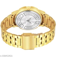  Ecuador Elegant Long-Life Gold Plated Analog Wrist Watch For Men/BoysStrap Material: AlloyCase: The GoalCase/Bezel Material: AlloyDate Display: YesDial Design: SolidDial Shape: RoundDisplay Type: AnalogDual Time: NoGps: NoLight: NoMechanism: QuartzPower Source: Original Battery And ButtonShock Resistance: Yes - Free Size
