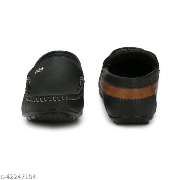  Trendy Men Loafers Material: SyntheticSole Material: PvcFastening: Slip OnToe Shape: Round ToeMultipack: 1Elevate your style with this classy pair of Loafer from the house of  brand. Featuring a contemporary refined design with exceptional comfort, this pair is perfect to give your quintessential dressing an upgrade.Sizes: IND-5, IND-6, IND-7, IND-8, IND-9, IND - Black, 9