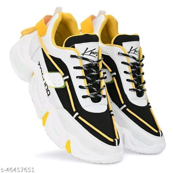  Yellow Solid Running Shoes For MenMaterial: MeshSole Material: RubberFastening & Back Detail: Lace-UpPattern: SolidMultipack: 1 mens latest trend sports shoes best brand in best priceSizes: IND-7, IND-6, IND-10, IND-9, IND-8Country of Origin: India - Yellow, 7