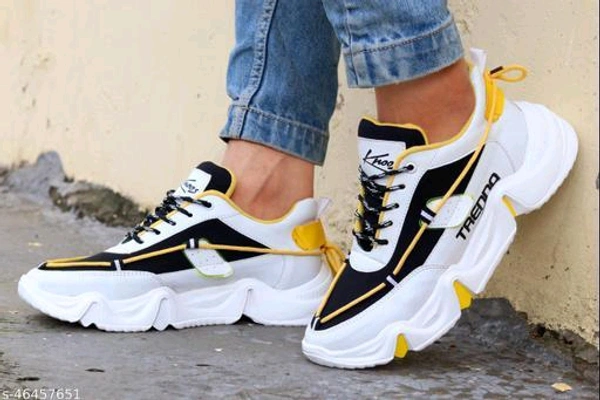  Yellow Solid Running Shoes For MenMaterial: MeshSole Material: RubberFastening & Back Detail: Lace-UpPattern: SolidMultipack: 1 mens latest trend sports shoes best brand in best priceSizes: IND-7, IND-6, IND-10, IND-9, IND-8Country of Origin: India - Yellow, 9