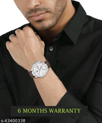  LIMESTONE Elite Men Brown Faux Leather/Leatherette Analog WatchStrap Material: Faux Leather/LeatheretteCase/Bezel Material: AlloyClasp Type: BuckleDate Display: YesDial Shape: RoundDisplay Type: AnalogDual Time: NoMechanism: QuartzPower Source: Battery PoweredScratch Resistant: NoShock Resistance: YesWater Resistanc - Free Size