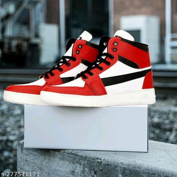  Sneaker Shoes For Men's & Boy's High Tops For Men  (Red)Material: Syntethic LeatherSole Material: EvaFastening & Back Detail: Lace-UpSizes:IND-6, IND-7, IND-8, IND-9, IND-10Extremely Comfortable Material , It Is Nice Shoes For Everyday Use, . - Red, 9