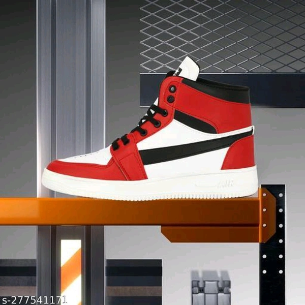  Sneaker Shoes For Men's & Boy's High Tops For Men  (Red)Material: Syntethic LeatherSole Material: EvaFastening & Back Detail: Lace-UpSizes:IND-6, IND-7, IND-8, IND-9, IND-10Extremely Comfortable Material , It Is Nice Shoes For Everyday Use, . - Red, 10