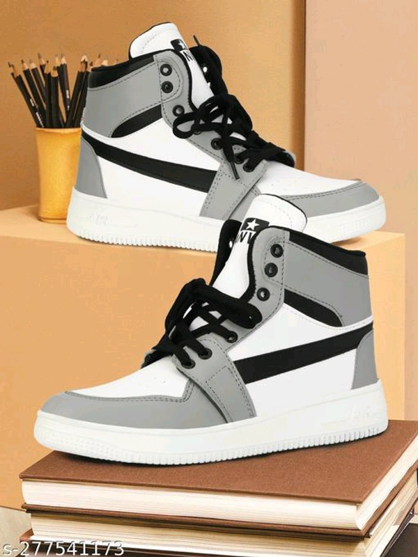  Sneaker Shoes For Men's & Boy's High Tops For Men  (Grey) Material: Syntethic LeatherSole Material: EvaFastening & Back Detail: Lace-UpSizes:IND-6, IND-7, IND-8, IND-9, IND-10Extremely Comfortable Material , It Is Nice Shoes For Everyday Use, - Gray, 9