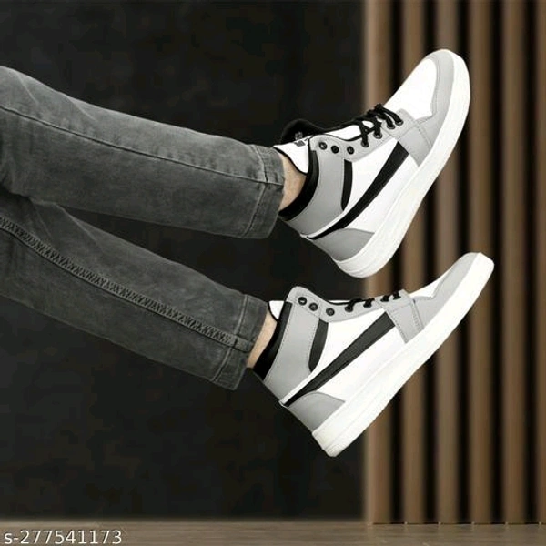  Sneaker Shoes For Men's & Boy's High Tops For Men  (Grey) Material: Syntethic LeatherSole Material: EvaFastening & Back Detail: Lace-UpSizes:IND-6, IND-7, IND-8, IND-9, IND-10Extremely Comfortable Material , It Is Nice Shoes For Everyday Use, - Gray, 9