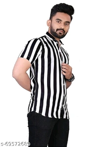  Men Casual ShirtsFabric: LycraSleeve Length: Short SleevesPattern: StripedNet Quantity (N): 1Sizes:S, M, L, XL, XXLGOOD LOOKING PREMIUM QUALITY LYCRA HALF SLEEVE SHIRTSCountry of Origin: India - Black, S