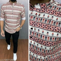  Men's Printed Kurta Style ShirtSleeve Length: Long SleevesPattern: PrintedNet Quantity (N): 1Sizes:S (Chest Size: 38 in, Length Size: 28 in) M (Chest Size: 40 in, Length Size: 28.5 in) L (Chest Size: 42 in, Length Size: 29 in) XL (Chest Size: 44 in, Length Size: 30 in) XXL (Chest Size: 46 in, Length Size: 31 in) Country of Origin: India - Sundown, S