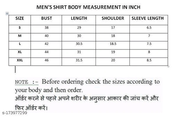  Men's Printed Kurta Style ShirtSleeve Length: Long SleevesPattern: PrintedNet Quantity (N): 1Sizes:S (Chest Size: 38 in, Length Size: 28 in) M (Chest Size: 40 in, Length Size: 28.5 in) L (Chest Size: 42 in, Length Size: 29 in) XL (Chest Size: 44 in, Length Size: 30 in) XXL (Chest Size: 46 in, Length Size: 31 in) Country of Origin: India - Sundown, S
