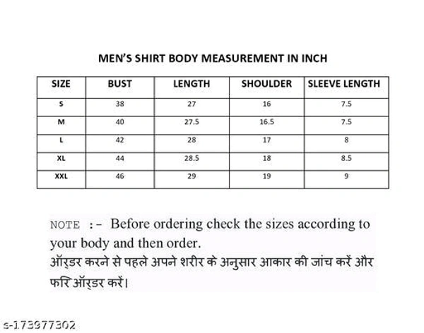 Men's Casual Printed ShirtNet Quantity (N): 1Sizes:S (Chest Size: 38 in, Length Size: 28 in) M (Chest Size: 40 in, Length Size: 28.5 in) L (Chest Size: 42 in, Length Size: 29 in) XL (Chest Size: 44 in, Length Size: 30 in) XXL (Chest Size: 46 in, Length Size: 31 in) Country of Origin: India - Black, M
