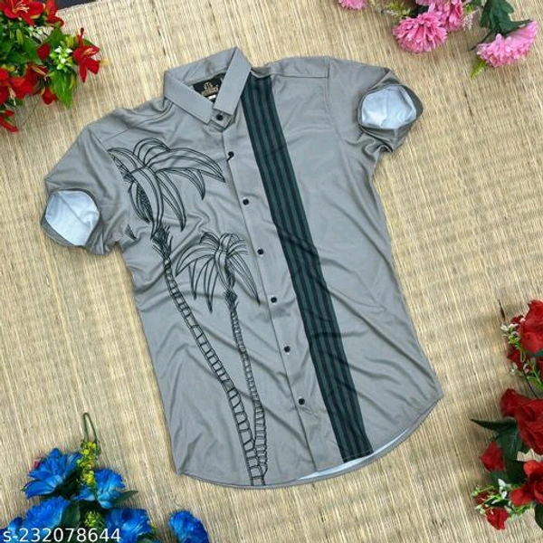  mens regular printed shirtFabric: LycraSleeve Length: Short SleevesPattern: StripedNet Quantity (N): 1Sizes:S (Chest Size: 36 in, Length Size: 28 in) M (Chest Size: 38 in, Length Size: 28.5 in) L (Chest Size: 40 in, Length Size: 29 in) XL (Chest Size: 42 in, Length Size: 29.5 in) This uniquely designed shirt gives you the stylish look - Gray, S