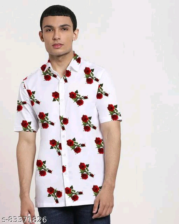 Half Sleeve Shirt Men Fabric: CottonSleeve Length: Short SleevesPattern: PrintedMultipack: 1Sizes:S, XL, L, M, XXLCountry of Origin: India - White, M